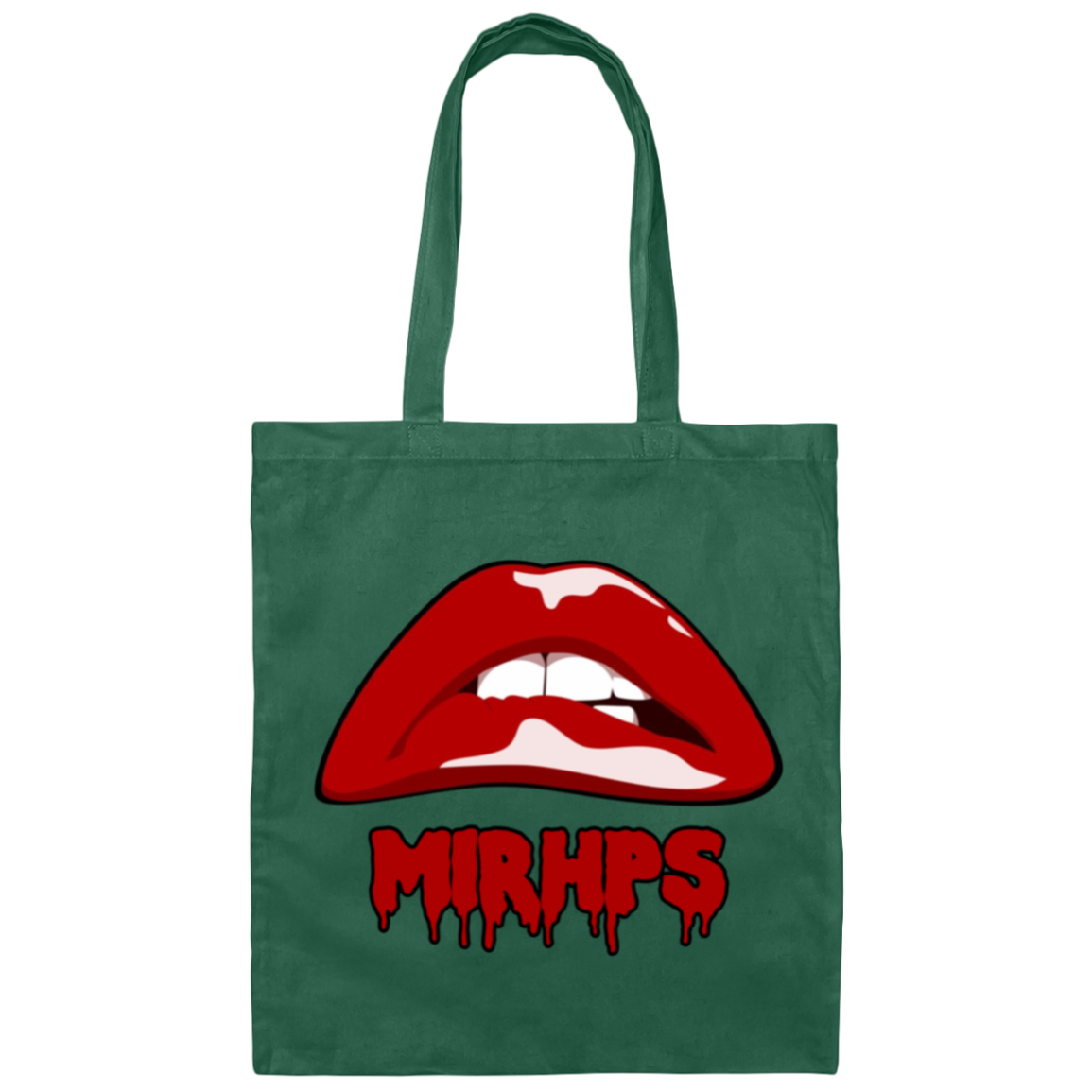 Let There Be Lips tote-classic red with red lettering