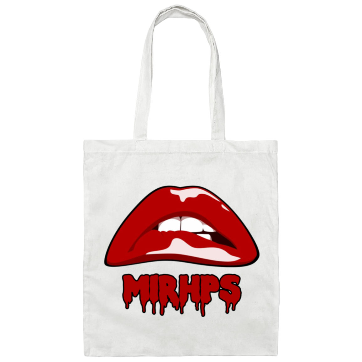 Let There Be Lips tote-classic red with red lettering