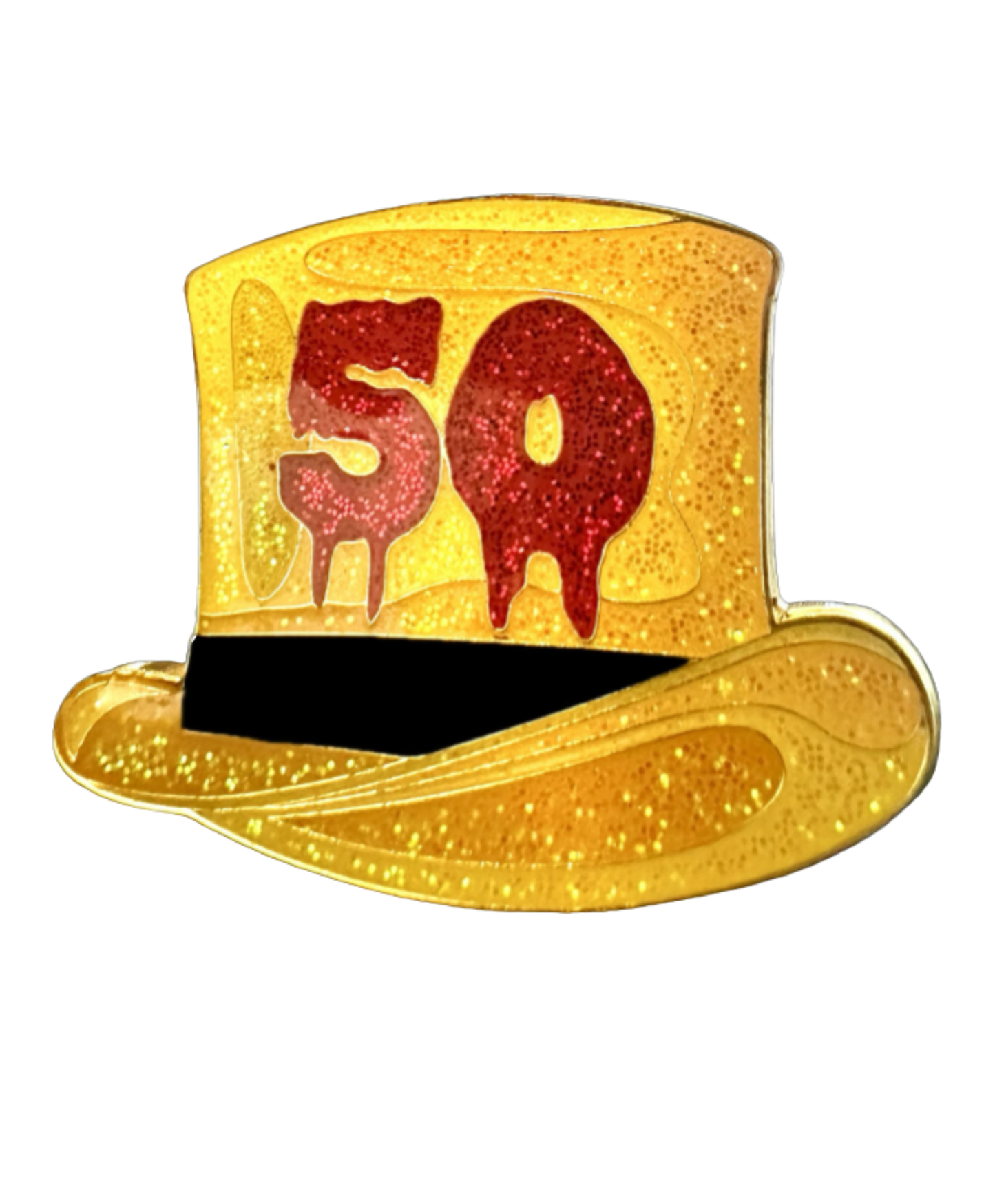 Gold glitter 50th enamel pin