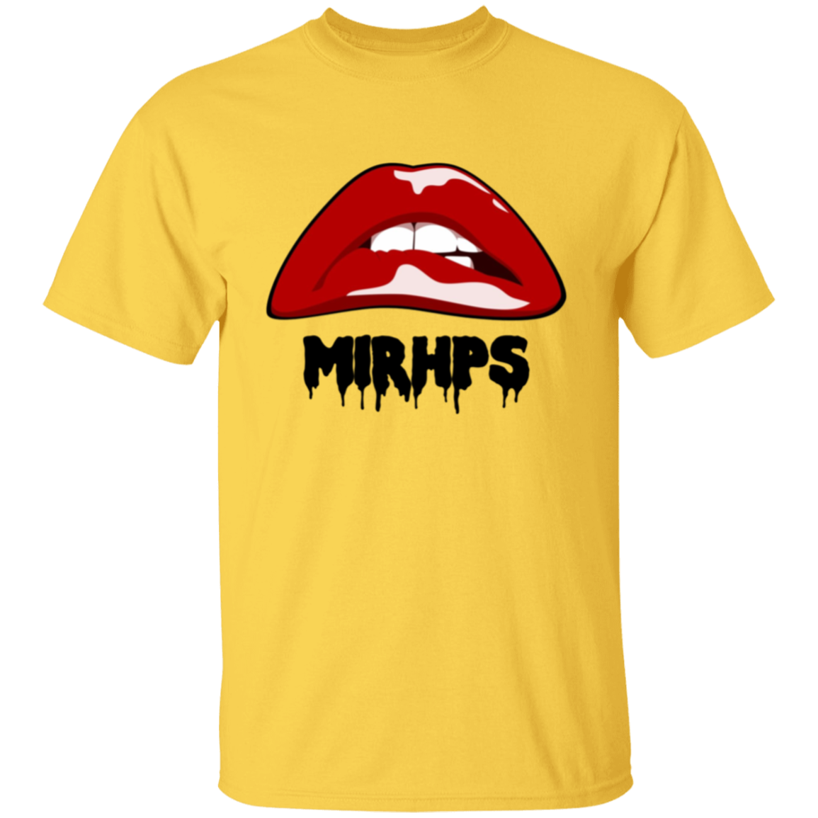 Let There Be Lips unisex tee-red with black lettering-multiple colors