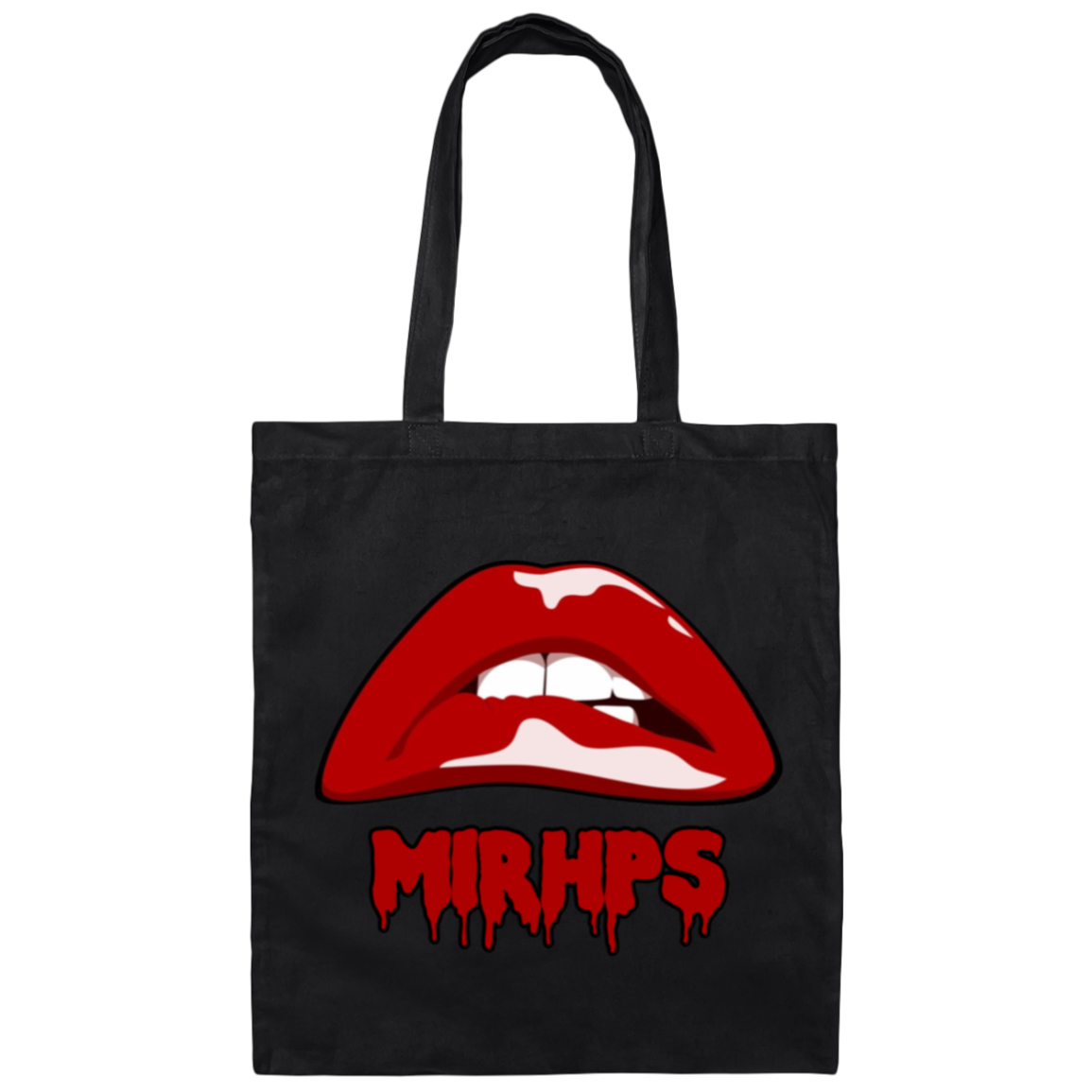 Let There Be Lips tote-classic red with red lettering