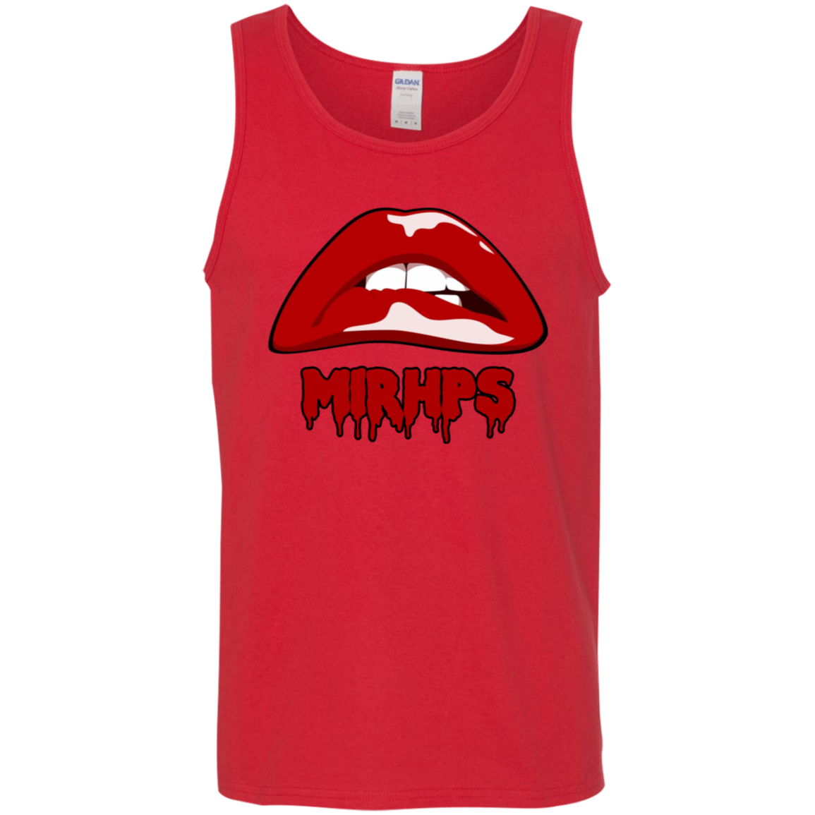 Let There Be Lips unisex tank-red with red-multiple colors