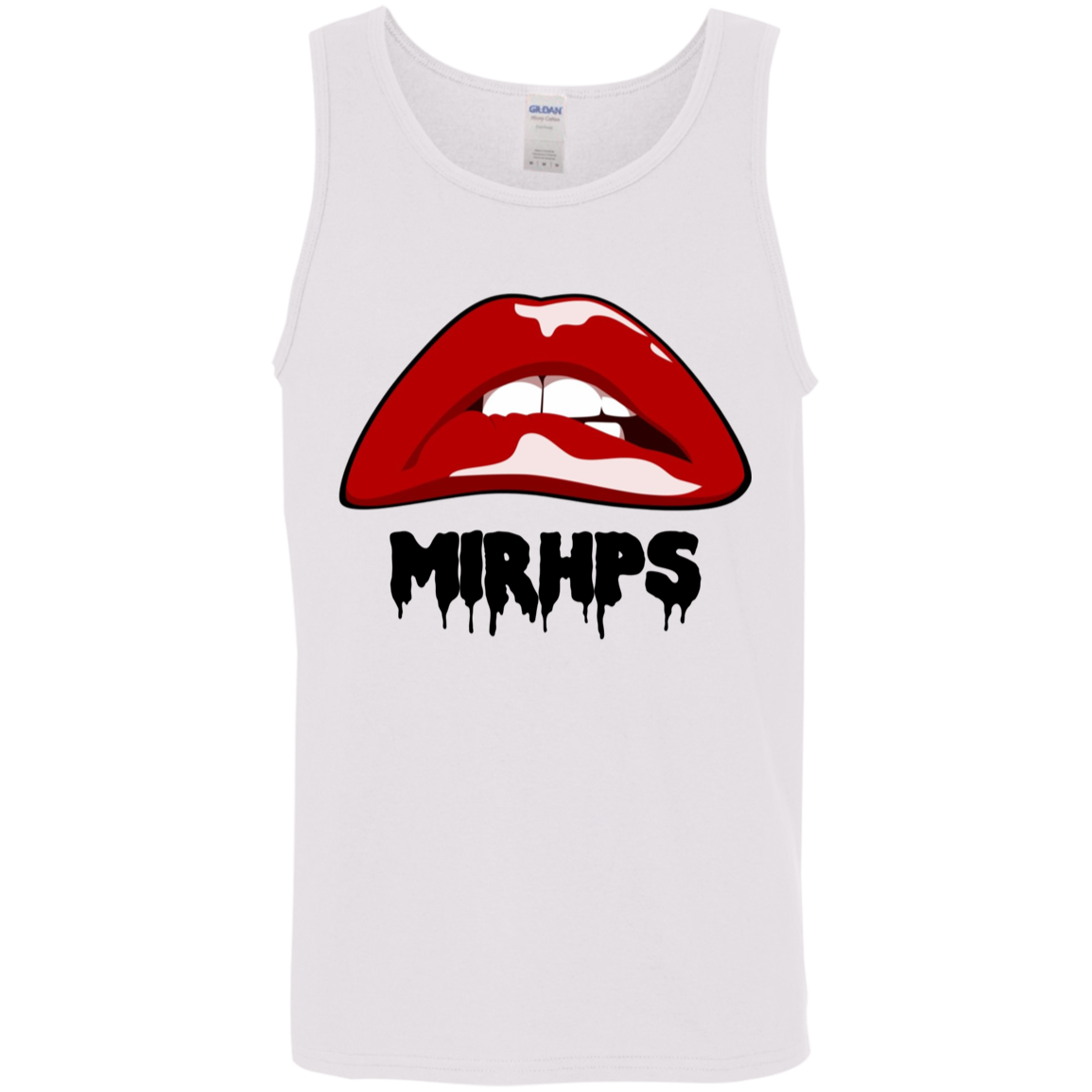 Let There Be Lips unisex tank-red with black lettering-multiple colors