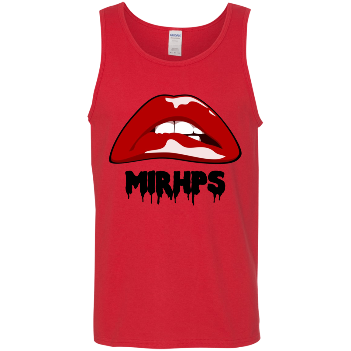 Let There Be Lips unisex tank-red with black lettering-multiple colors