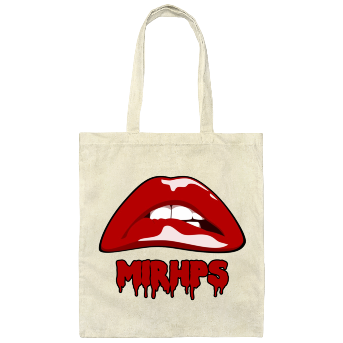 Let There Be Lips tote-classic red with red lettering
