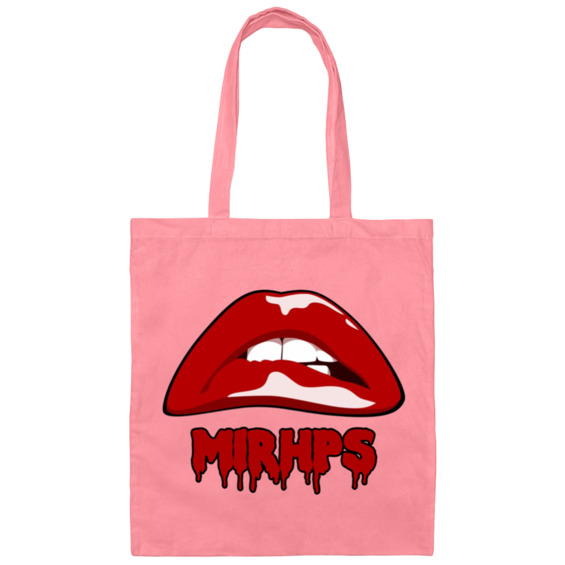 Let There Be Lips tote-classic red with red lettering