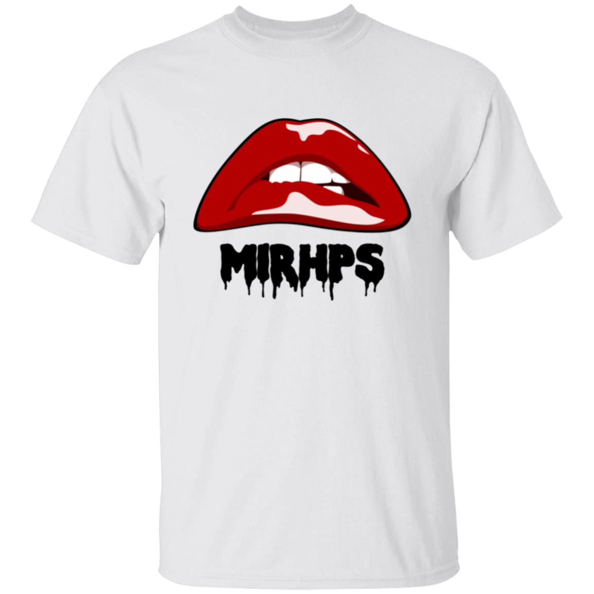 Let There Be Lips unisex tee-red with black lettering-multiple colors