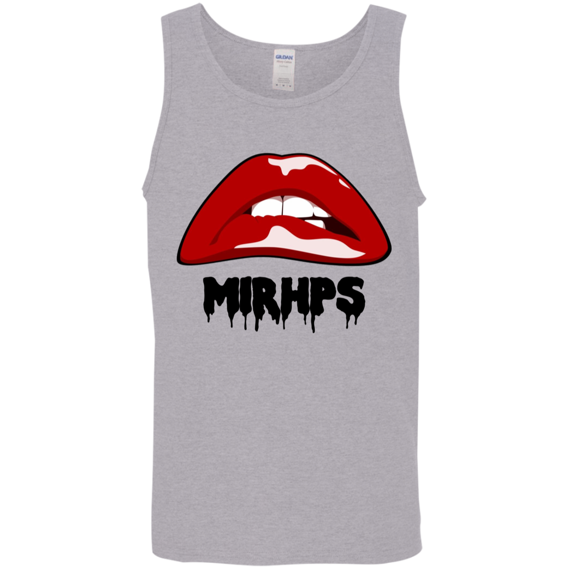 Let There Be Lips unisex tank-red with black lettering-multiple colors